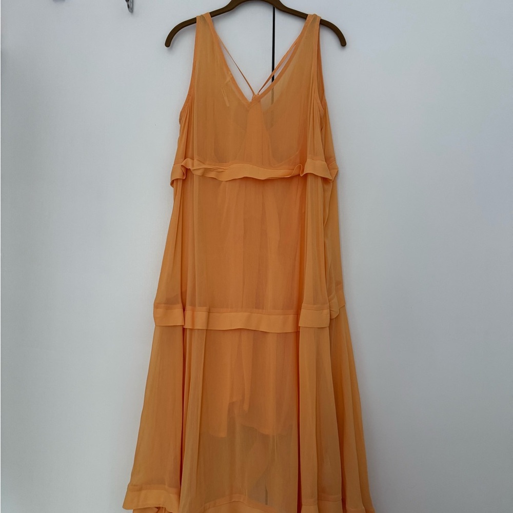 Anthropologie Orange Tiered Ruffled Sundress